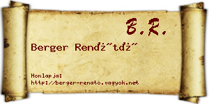 Berger Renátó névjegykártya
