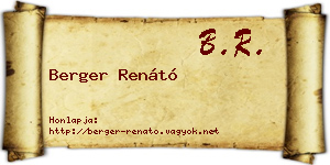 Berger Renátó névjegykártya